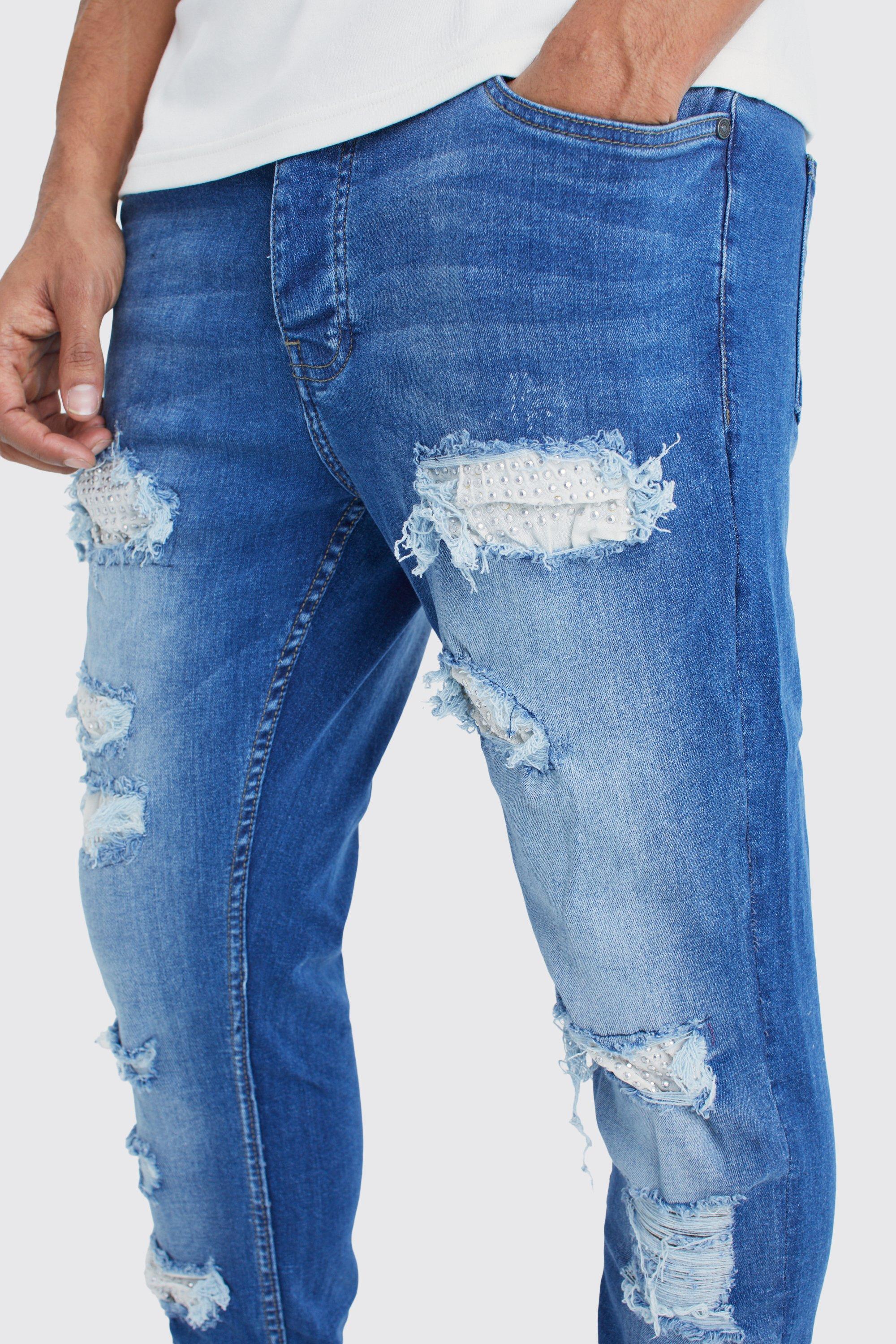 Rhinestone distressed jeans 2025